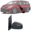 Front Power Mirror Manual Folding Heated Primed Left Driver Side, with Blind Spot Glass, LE/SE Models for 2015-2020 Toyota Sienna