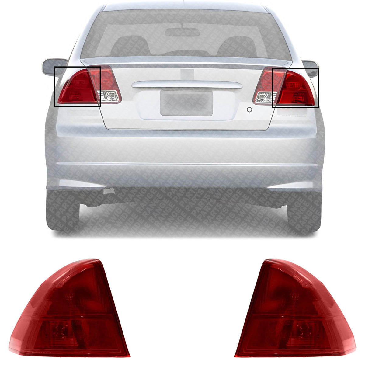 Set of 2 Tail Light Outer Assembly Plastic Left Driver & Right Passenger Side for 2001-2002 Honda Civic & 2001-2003 Acura EL