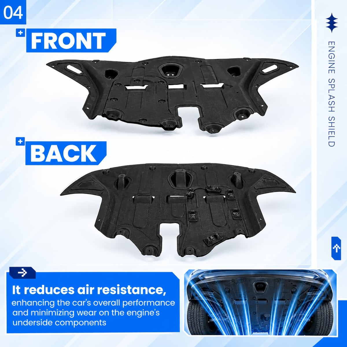 Front Engine Splash Shield Under Cover for 2016-2021 Hyundai Tucson