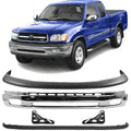 Front Bumper Chrome Steel Upper Cover Lower Valance Brackets Left & Right Side for 2000-2006 Toyota Tundra