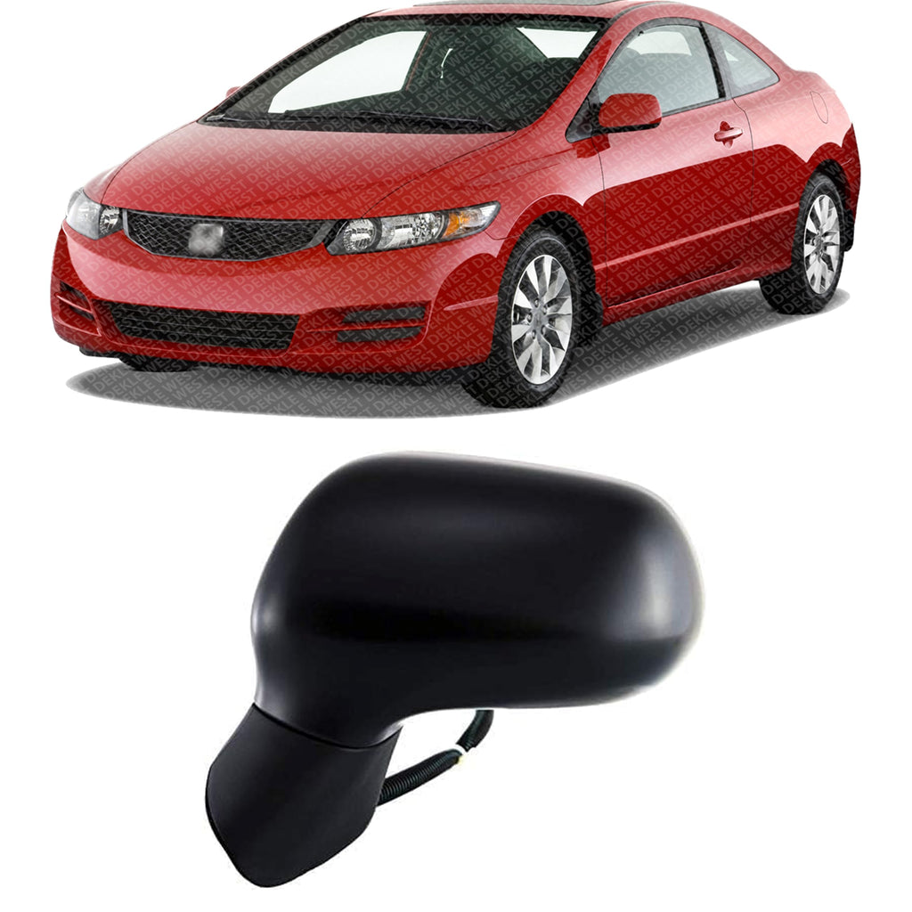 Front Power Mirror Manual Folding Heated Primed Left Driver Side for 2006-2011 Honda Civic