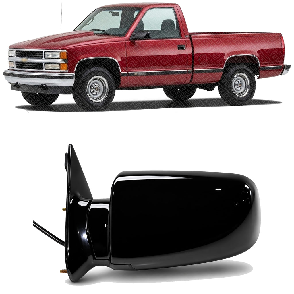 Front Power Mirror Manual Folding Non-heated Primed Plastic Left Driver Side for 1988-1999 GMC K1500, 1988-1999 Chevrolet C1500 & More