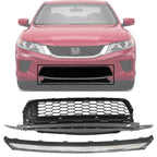 Front Lower Grille Textured + Bumper Molding Chrome for 2013-2015 Honda Accord