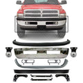 Front Bumper Chrome + Upper & Lower Cover + Valance Textured + Inner & Outer Bracket + Fog Light + Bezels Left & Right Side for 1994-2001 Dodge Ram 1500, 1994-2002 Ram 2500 & More