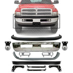 Front Bumper Chrome + Upper & Lower Cover + Valance Textured + Inner & Outer Bracket + Fog Light + Bezels Left & Right Side for 1994-2001 Dodge Ram 1500, 1994-2002 Ram 2500 & More