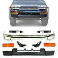 Front Bumper Chrome Steel + Lower Valance Primed + Brackets + Signal Lamps + Fillers Left Driver and Right Passenger Side for 2000-2006 Toyota Tundra