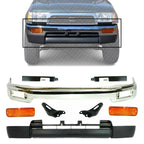 Front Bumper Chrome Steel + Lower Valance Primed + Brackets + Signal Lamps + Fillers Left Driver and Right Passenger Side for 2000-2006 Toyota Tundra
