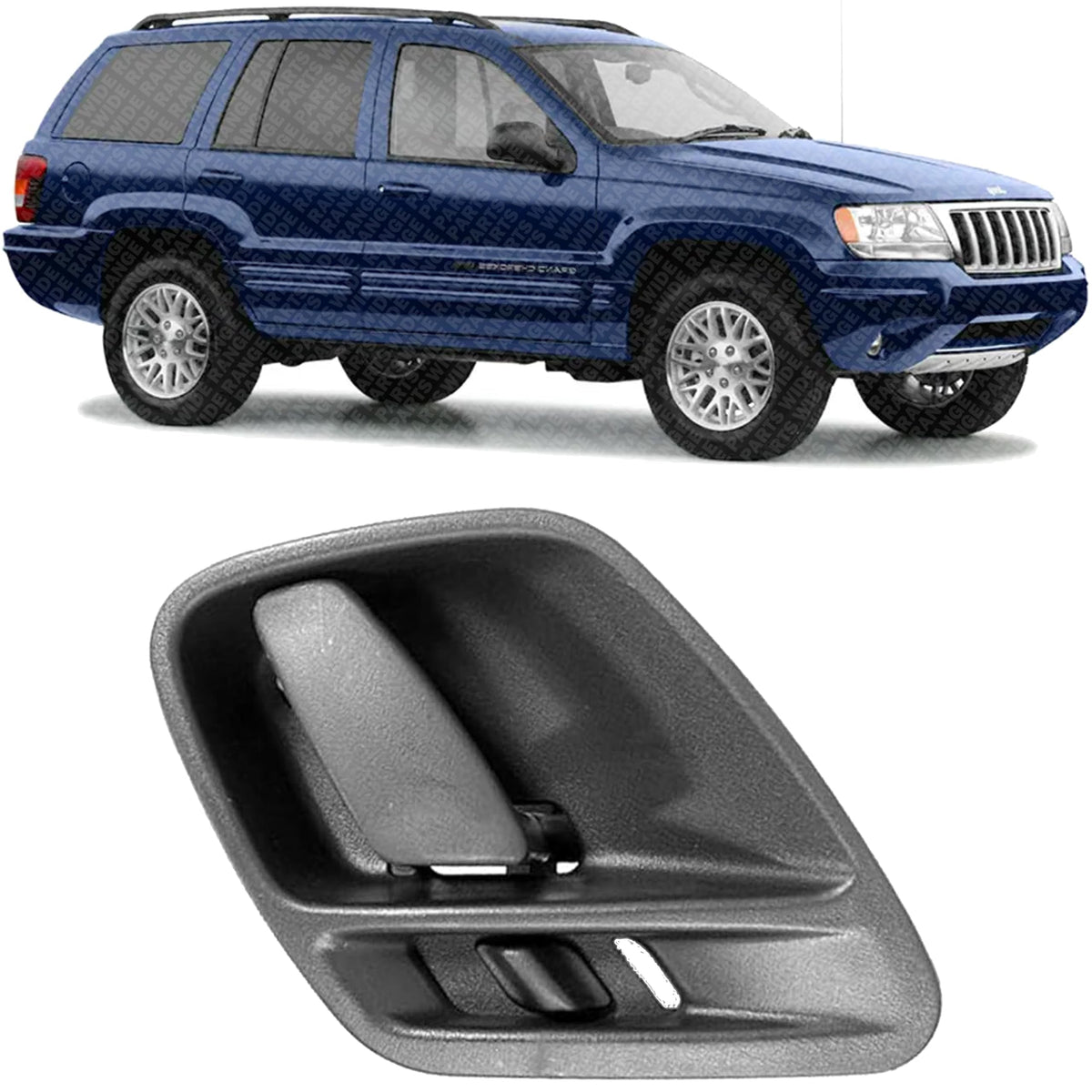 Front or Rear Interior Door Handle Right Passenger Side, with Door Lock Button, Sport Utility for 1999-2004 Jeep Grand Cherokee