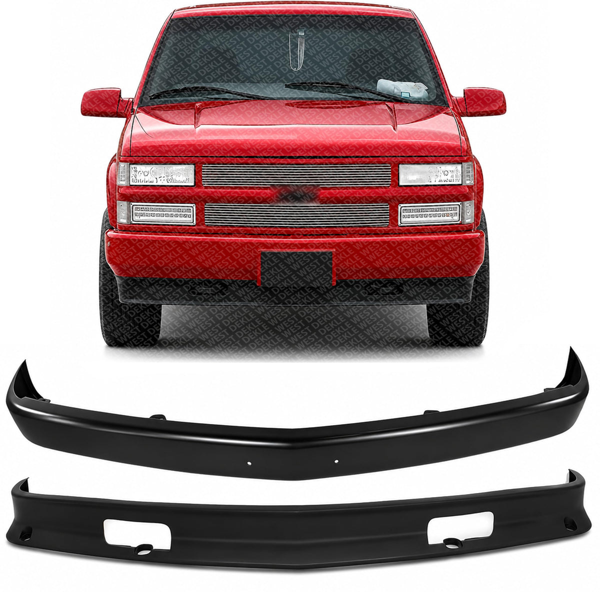Front Bumper Face Bar Steel & Lower Valance Air Deflector Primed Plastic for 1988-1999 Chevrolet C1500, 1988-1999 GMC K1500 & More