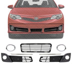 Front Bumper Lower Grille Textured + Fog Light Molding + Bezels + Brackets Left Driver & Right Passenger Side for 2012-2014 Toyota Camry