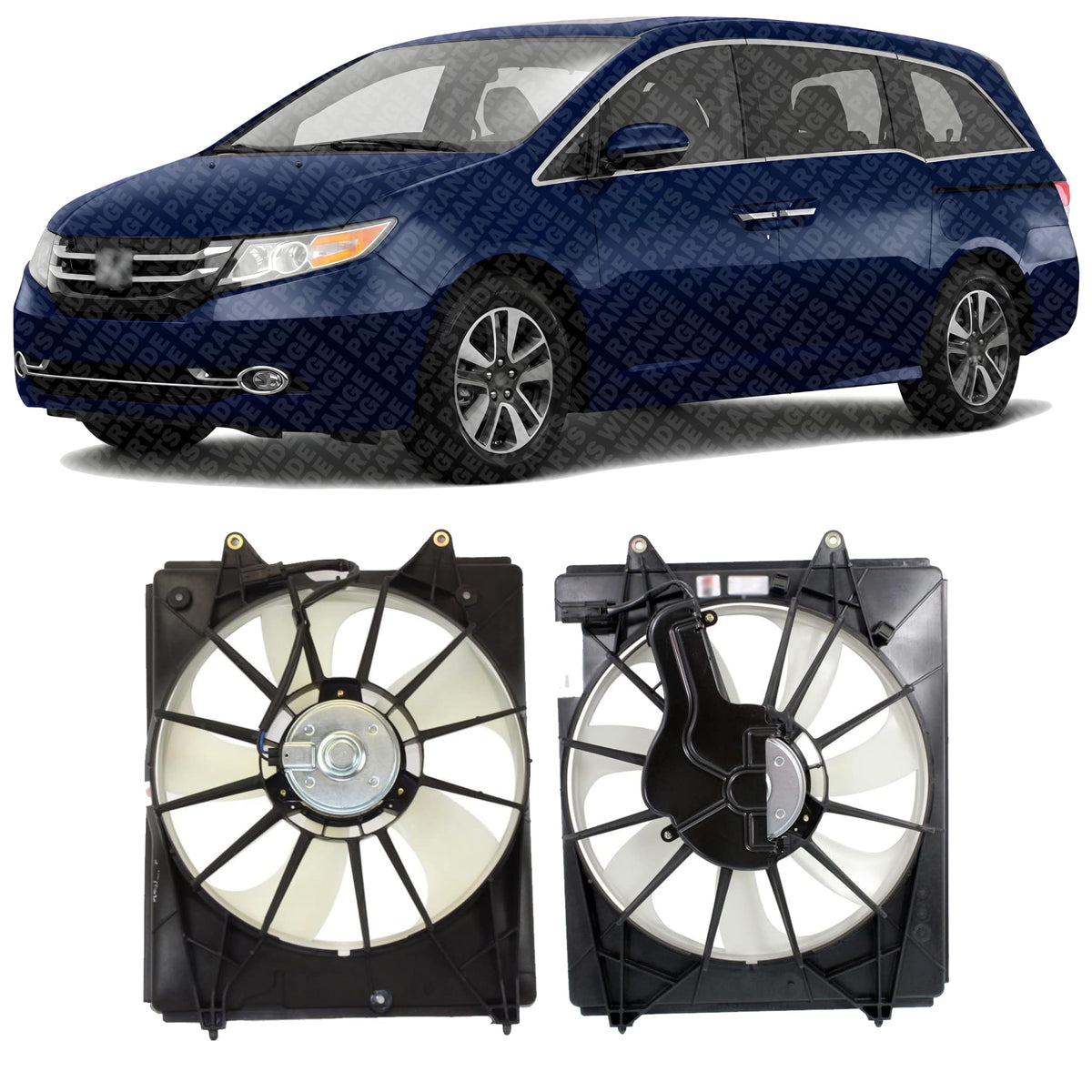 Front Radiator and A/C Condenser Cooling Fan Assembly Plastic for 2011-2017 Honda Odyssey