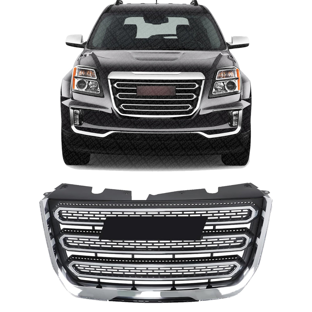 Front Grille Assembly Textured Shell and Insert Plastic with Chrome Frame, SLT Model for 2016-2017 GMC Terrain