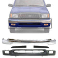 Front Bumper Chrome + Lower Valance + Head Light Filler Primed Left Driver & Right Passenger Side for 2001-2004 Toyota Tacoma