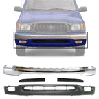 Front Bumper Chrome + Lower Valance + Head Light Filler Primed Left Driver & Right Passenger Side for 2001-2004 Toyota Tacoma