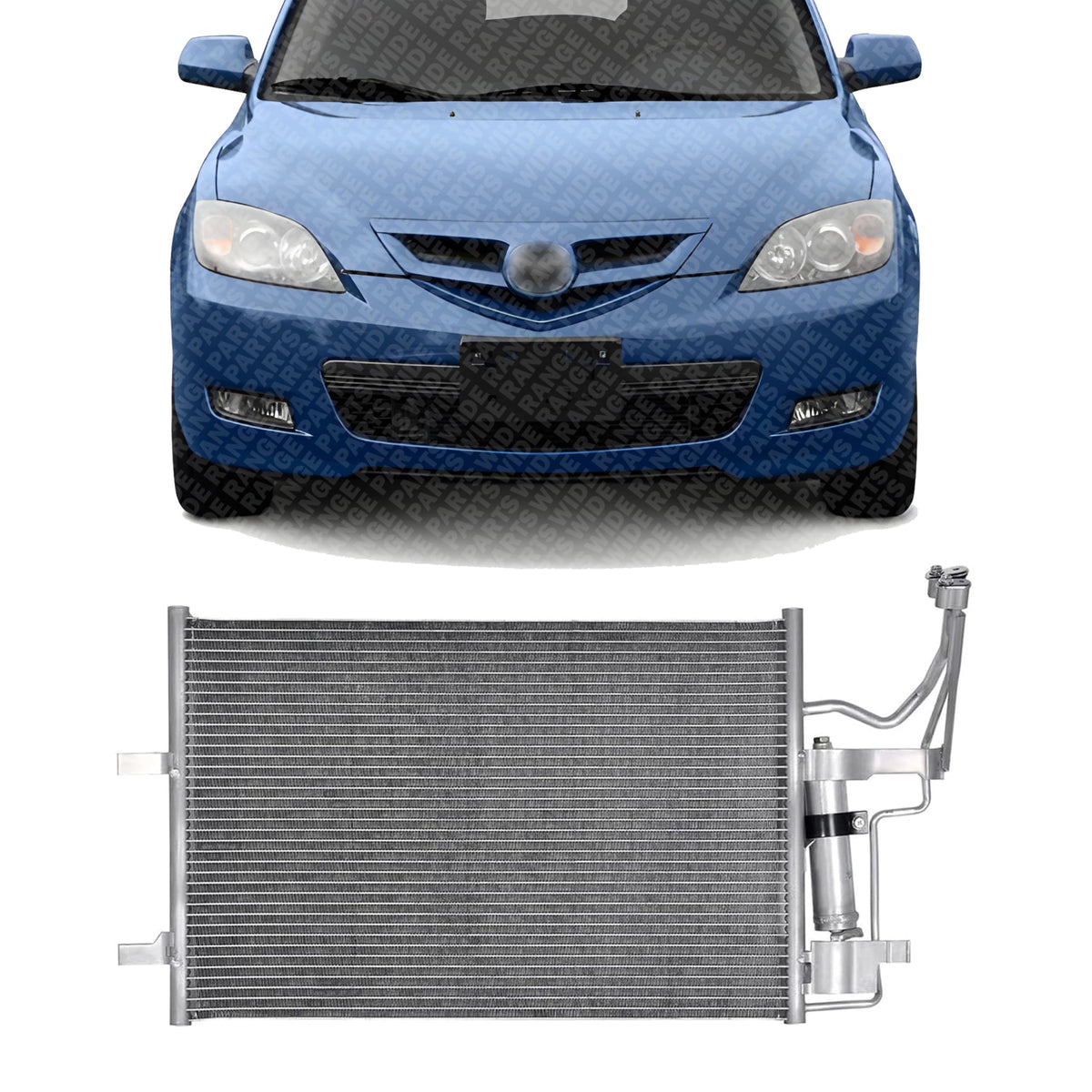 Front A/C Condenser Aluminum Core for 2004-2009 Mazda 3 & 2006-2010 5