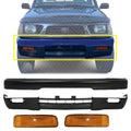 Front Bumper Primed Steel + Lower Valance Textured + Signal Lights Left Driver & Right Passenger Side for 1995-1997 Toyota Tacoma