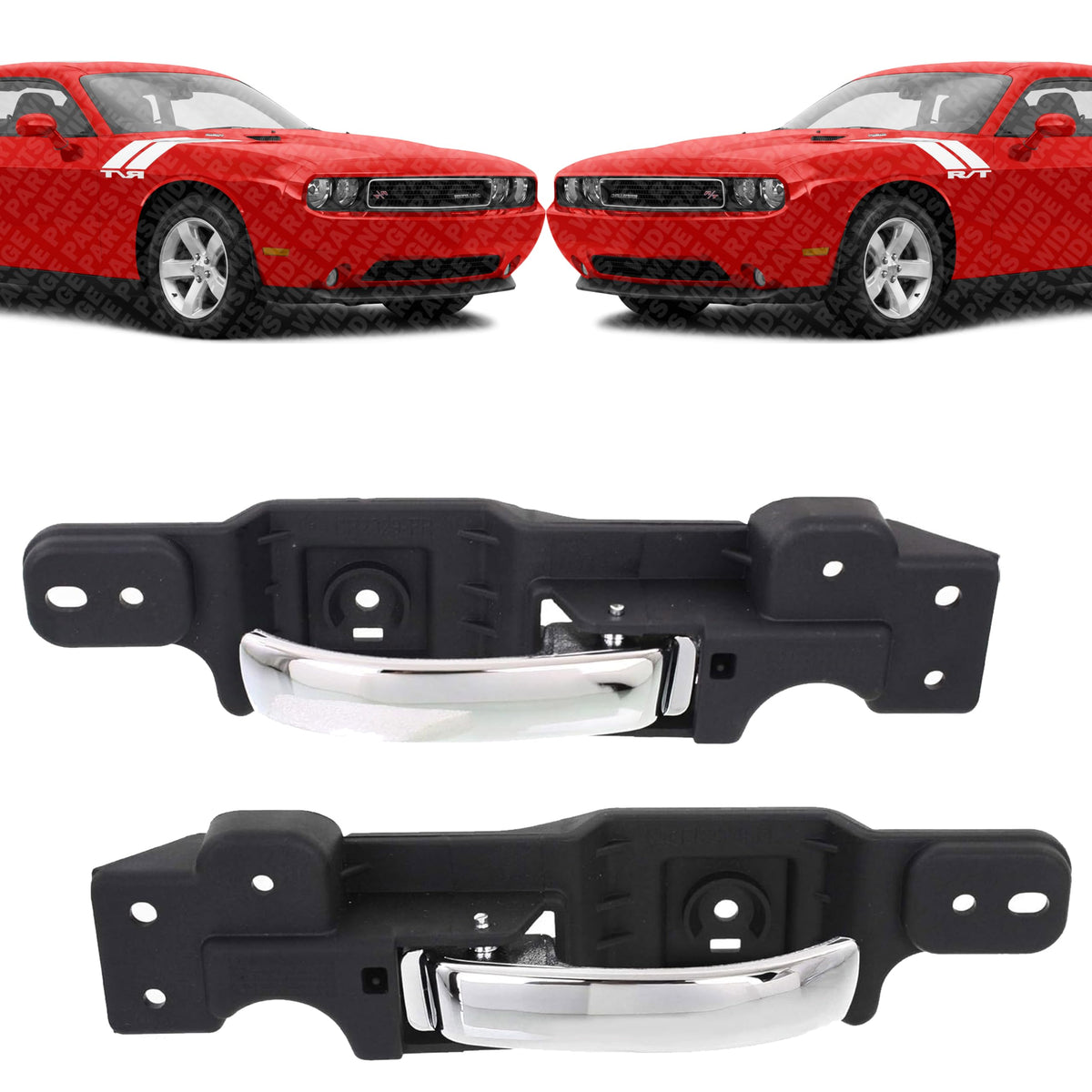 Set of 2 Front Interior Door Handel Left Driver & Right Passenger Side, without Door Lock Hole for 2008-2014 Dodge Challenger