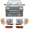 Parts Front Head Light + Corner & Signal Lamp Set of 6 Left Driver & Right Passenger Side for 1998-2000 Toyota Tacoma