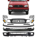 Front Bumper + Grille + Upper Cover + Lower Valance + Headlights + Fillers + Park Lamp & Signal Lights Left & Right Side for 2001-2004 Toyota Tacoma