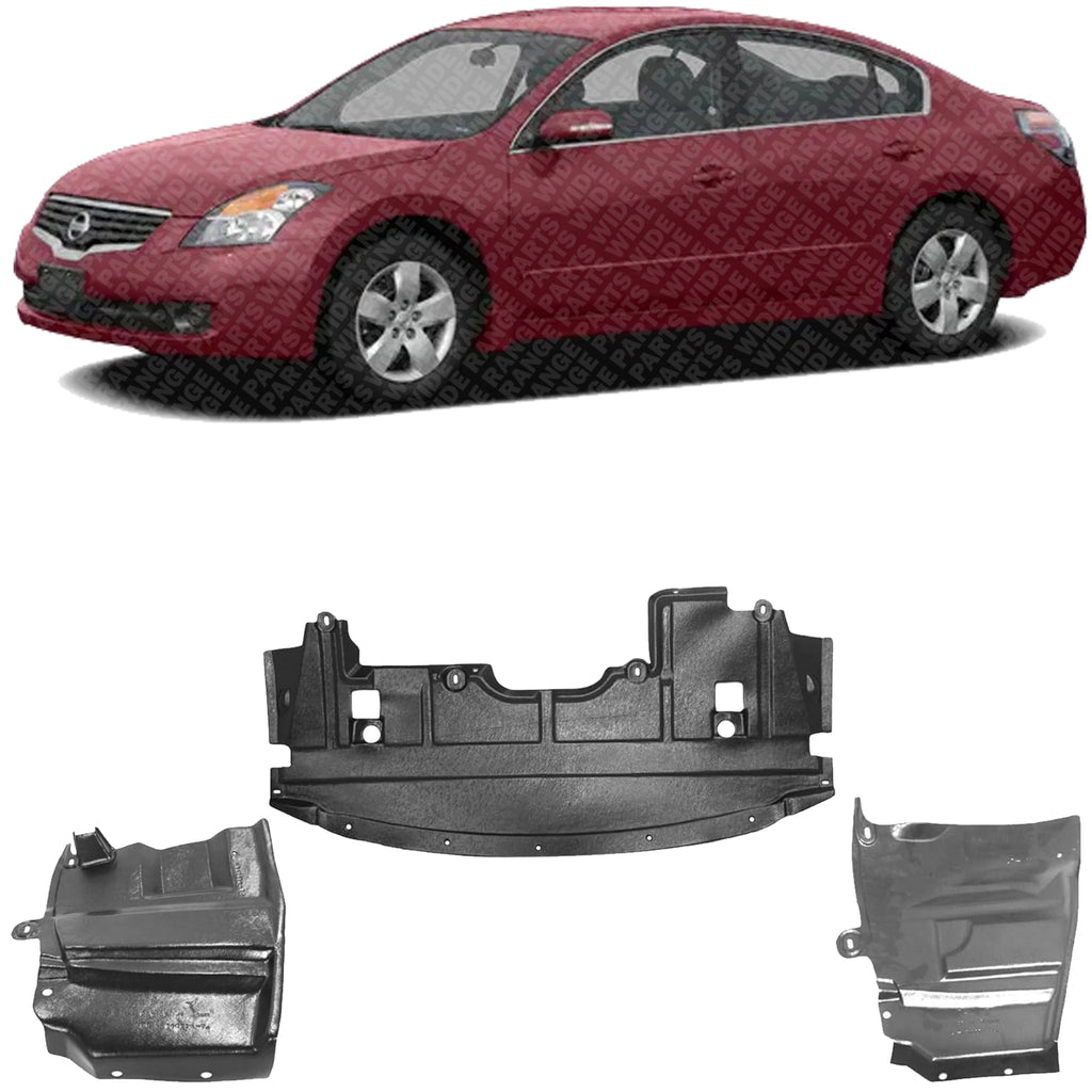 Set of 3 Front Engine Splash Shield Under Cover for 2007-2009 Nissan Altima
