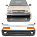 Front Bumper Chrome + Lower Valance Textured + Signal Light Left Driver & Right Passenger Side for 1998-2000 Toyota Tacoma