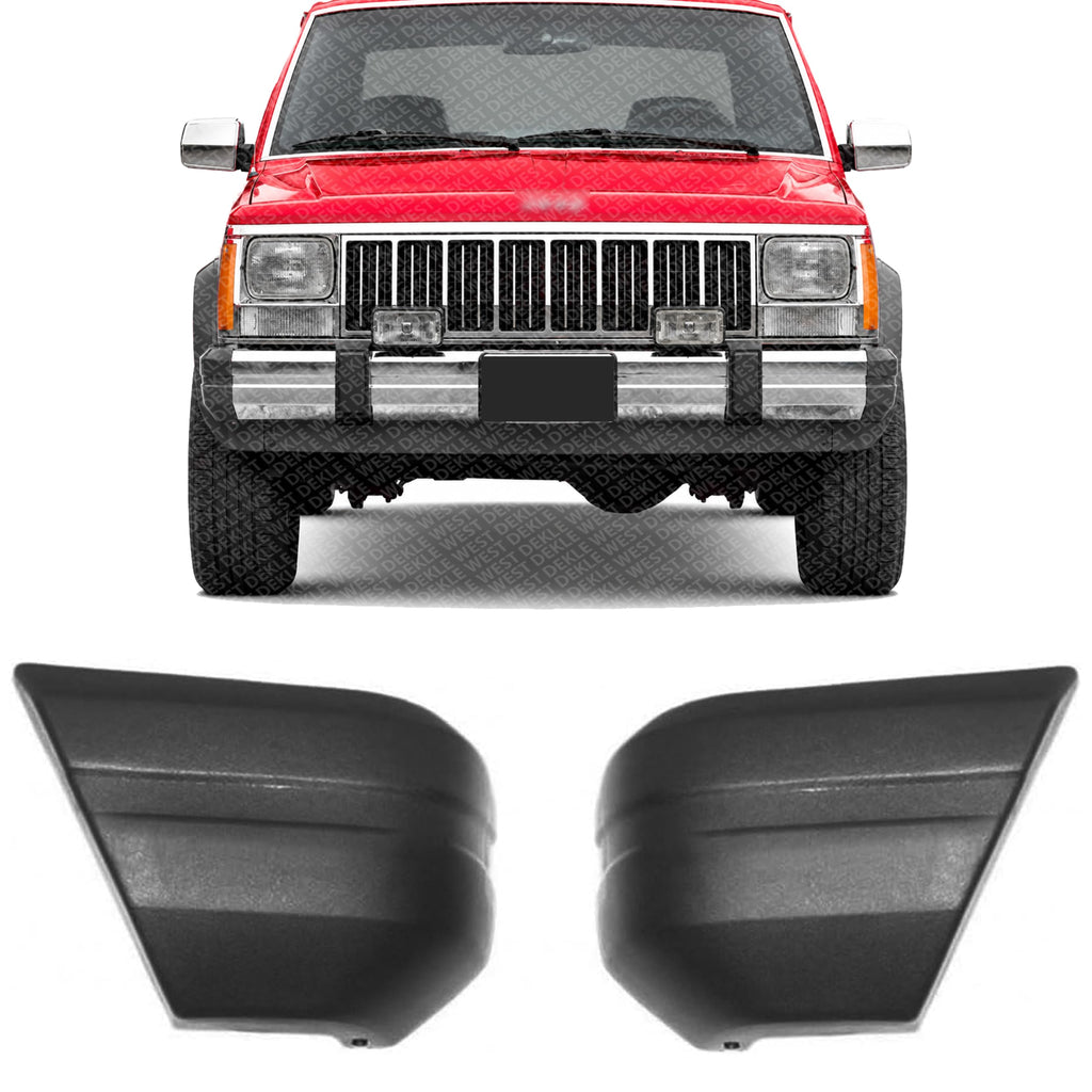 Front Bumper End Caps Textured Plastic Right Passenger & Left Driver Side for 1984-1996 Jeep Cherokee, 1986-1990 Comanche & More