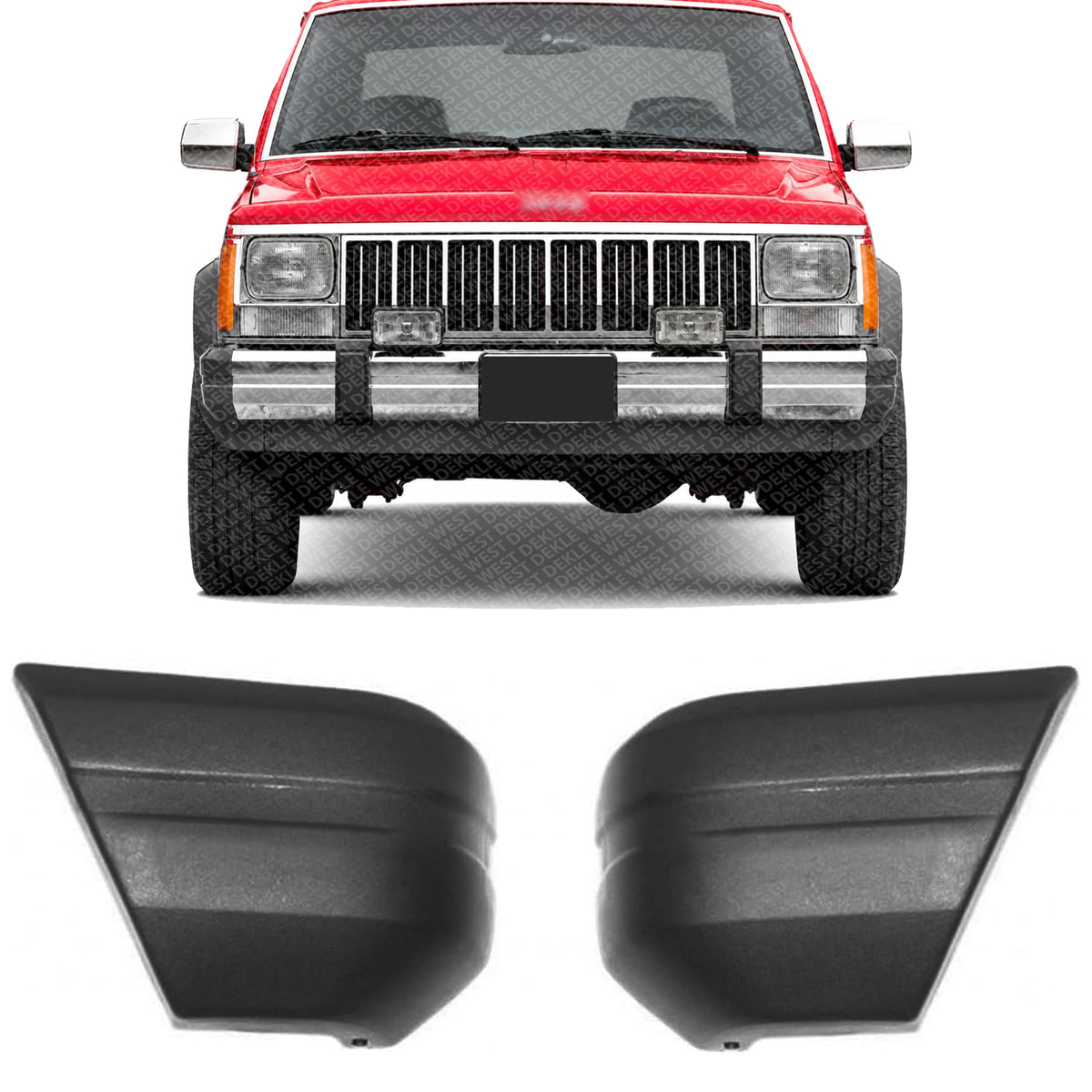 Front Bumper End Caps Textured Plastic Right Passenger & Left Driver Side for 1984-1996 Jeep Cherokee, 1986-1990 Comanche & More