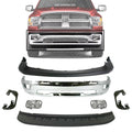 Front Bumper Chrome + Upper Cover Textured + Lower Valance Primed + Fog Lights with Brackets Right & Left Side for 2011-2012 Ram 1500 & 2009-2010 Dodge Ram 1500
