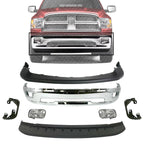 Front Bumper Chrome + Upper Cover Textured + Lower Valance Primed + Fog Lights with Brackets Right & Left Side for 2011-2012 Ram 1500 & 2009-2010 Dodge Ram 1500