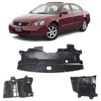 Set of 3 Center Front Engine Splash Shields Left Driver & Right Passenger Side for 2002-2006 Nissan Altima & 2004-2008 Maxima