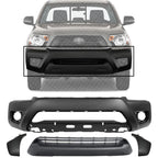 Front Bumper Cover + Lower Grille + End Caps Textured with Wheel Opening Flares Left & Right Side for 2012-2015 Toyota Tacoma