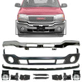 Front Bumper Chrome Steel with Brackets + Lower Valance + Extension Textured+ Fog Lamps Left & Right Side for 2007-2013 GMC Sierra 1500