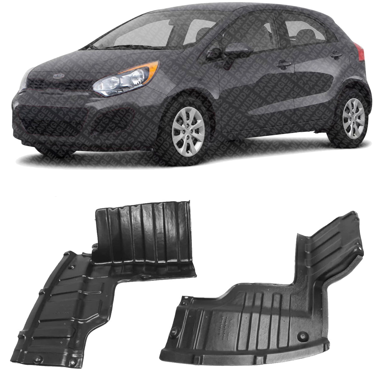 Set of 2 Front Engine Splash Shield Plastic Left Driver & Right Passenger Side for 2012-2013 Kia Rio