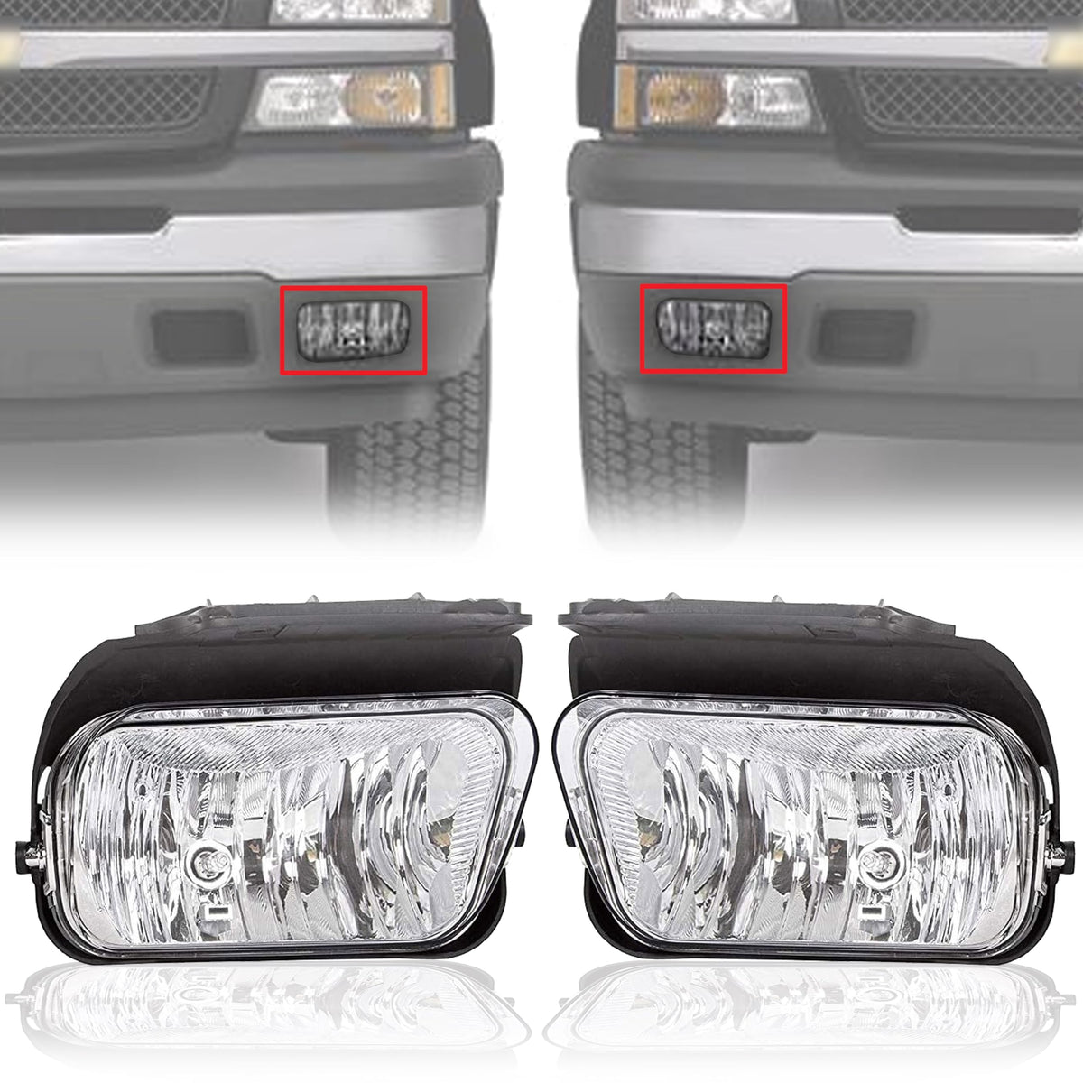 Pair Bumper Fog Lights for 2003-2007 Chevrolet Silverado