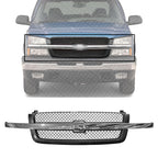 Front Grille Mesh Gray with Chrome Center Bar for 2003-2006 Chevrolet Avalanche 1500, 2003-2007 Silverado 1500 & More
