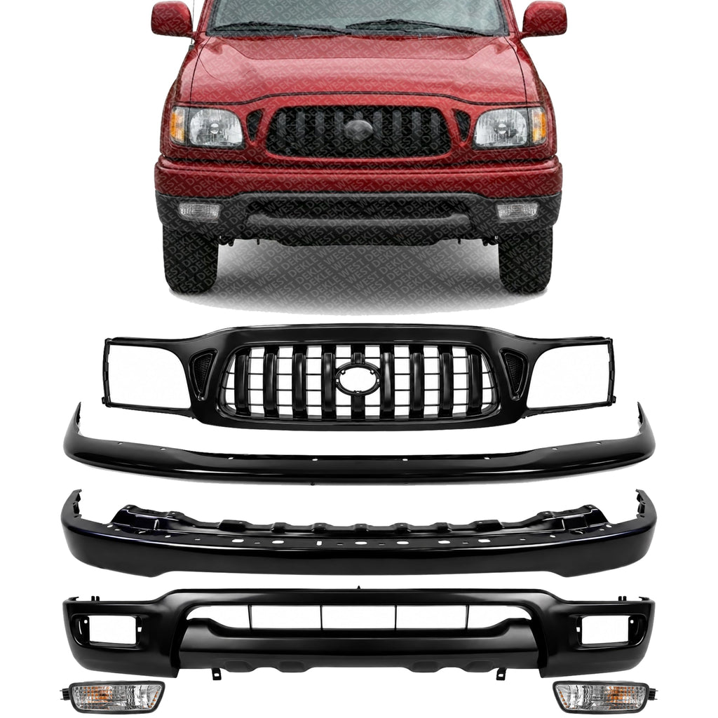 Front Bumper Steel + Grille + Upper Filler + Lower Valance Primed + Signal Lamp Right Passenger & Left Driver Side