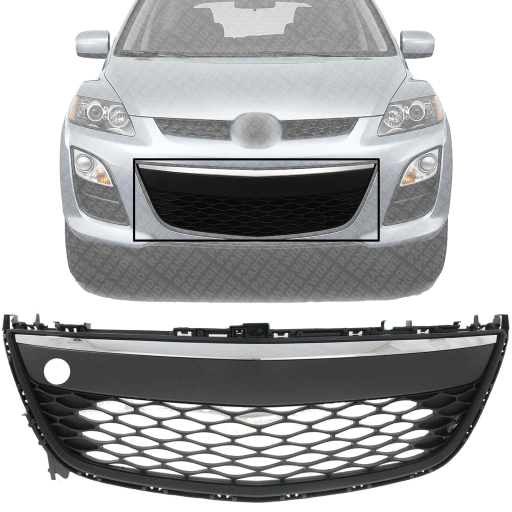 Front Bumper Grille Black with Chrome Trim for 2010-2012 Mazda CX-7