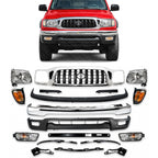 Front Bumper + Grille + Fillers + Valance + Reinforcement + Head & Corner Lights + Fog Lamp + Bracket Set of 5 Lh & Rh Side for 2001-2004 Toyota Tacoma