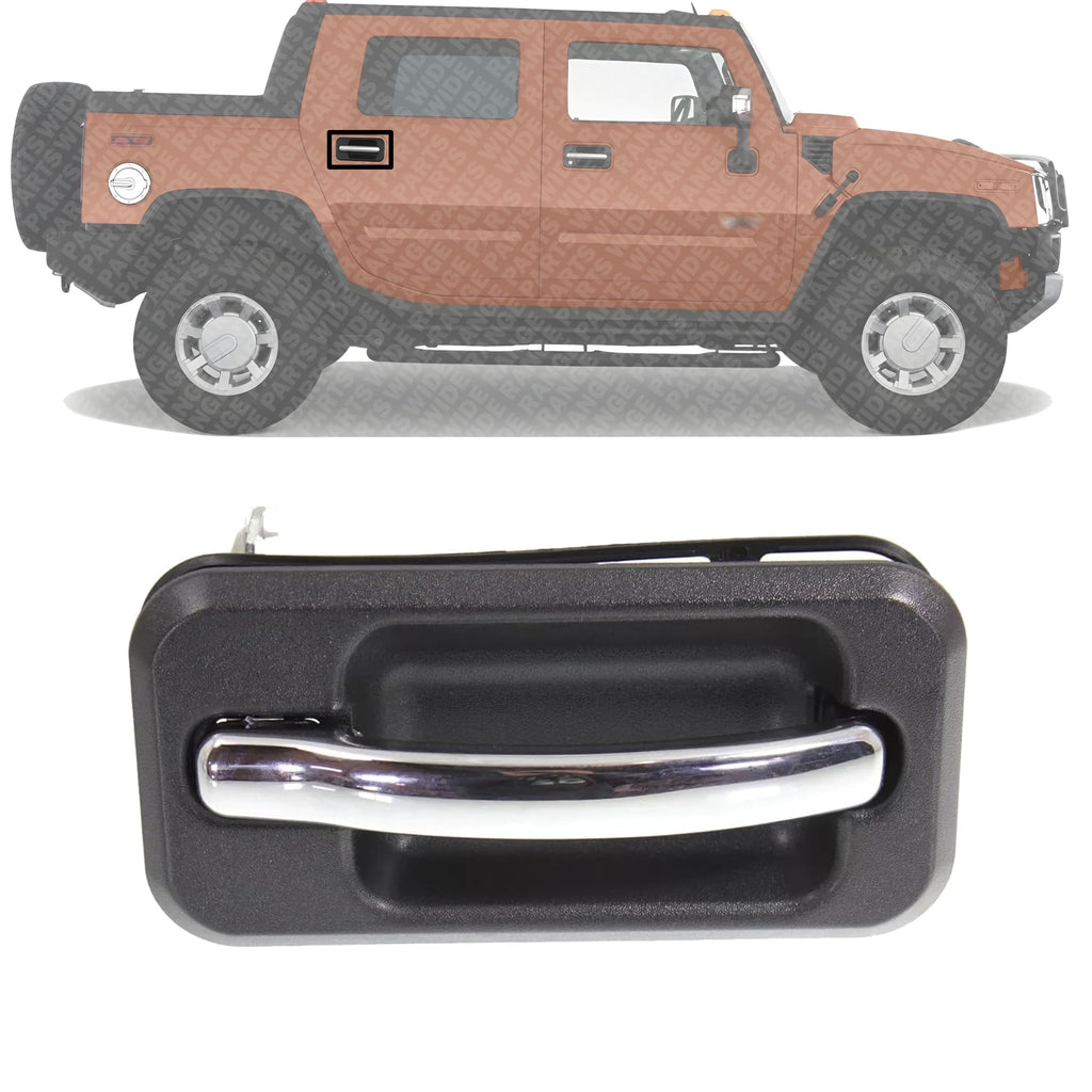 Rear Door Handle Black Bezel with Chrome Lever Right Passenger Side for 2003-2009 Hummer H2