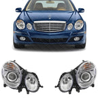 Set of 2 Front Head Light Assembly Plastic Left Driver & Right Passenger Side for 2007-2009 Mercedes-Benz E-Class