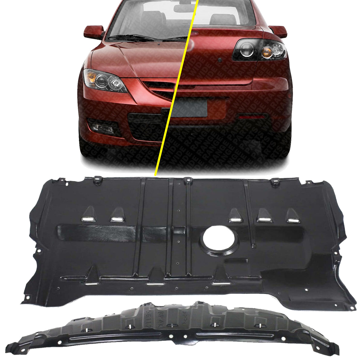 Front & Rear Engine Splash Shields Under Cover for 2004-2009 Mazda 3