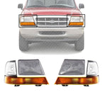 Front Head Light Assembly & Corner Lamp Left Driver & Right Passenger Side for 1998-2000 Ford Ranger