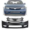 Front Bumper Cover + Grille Primed Shell and Insert Plastic, Sedan for 2009-2011 Honda Civic