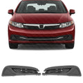 Set of 2 Front Fog Light Cover Textured Plastic Left Driver & Right Passenger Side for 2013-2015 Honda Civic