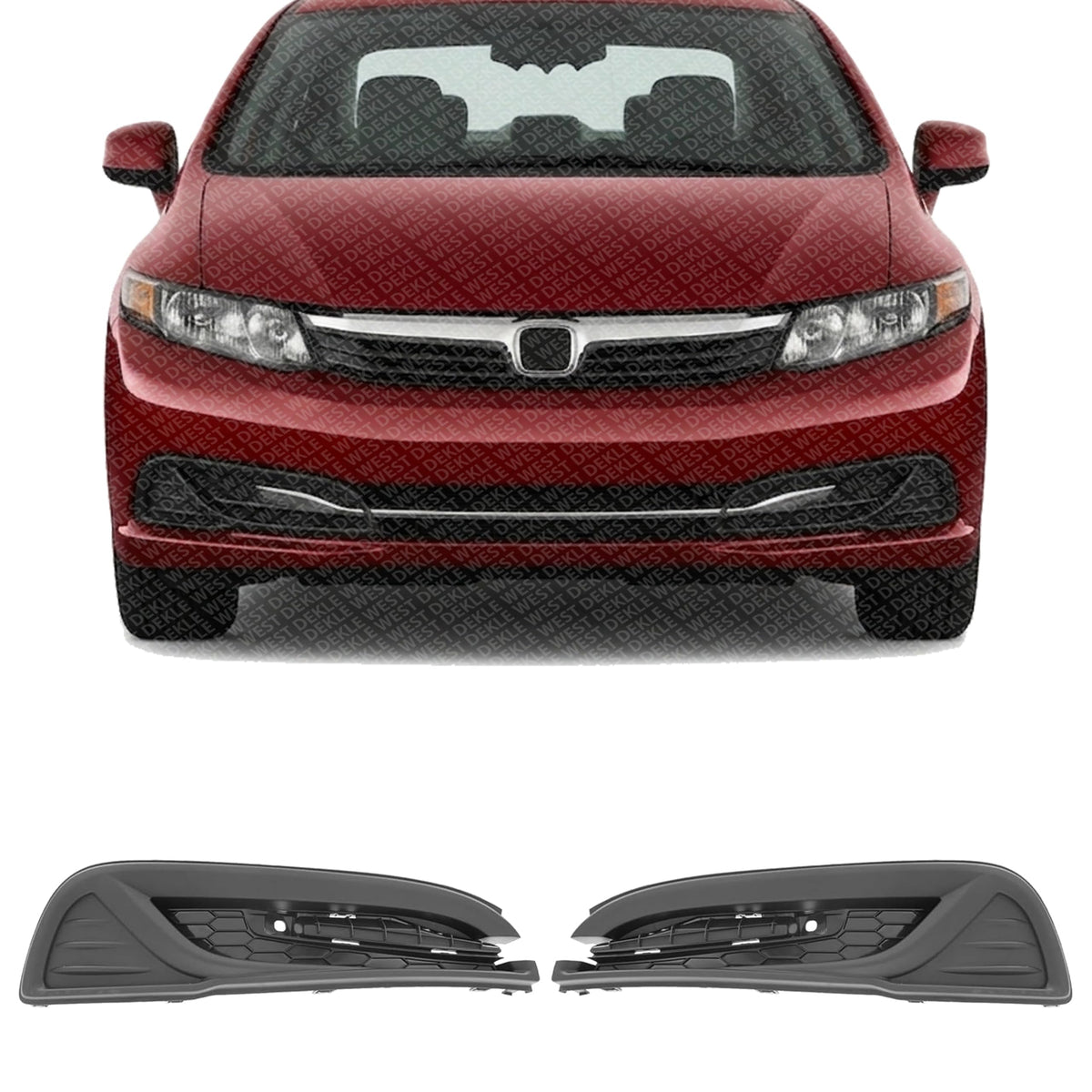 Set of 2 Front Fog Light Cover Textured Plastic Left Driver & Right Passenger Side for 2013-2015 Honda Civic