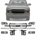 Front Grille + Chrome Moldings + Signal Lamp + Head Lights + Support Brackets Right & Left Side for 2003-2007 Chevrolet Silverado 2500 HD & 2003-2007 Silverado 3500