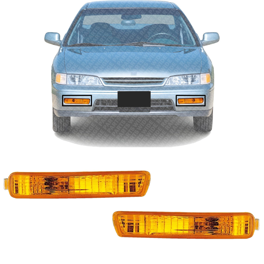 Set of 2 Front Turn Signal Lamps Plastic Left Driver & Right Passenger Side for 1994-1995 Honda Accord