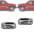 Set of 2 Front Exterior Door Handle Chrome with Keyhole Left Driver & Right Passenger Side for 1999-2006 GMC Sierra 1500, 2002-2006 Chevrolet Avalanche 1500 & More