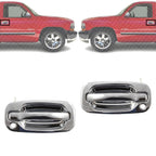 Set of 2 Front Exterior Door Handle Chrome with Keyhole Left Driver & Right Passenger Side for 1999-2006 GMC Sierra 1500, 2002-2006 Chevrolet Avalanche 1500 & More