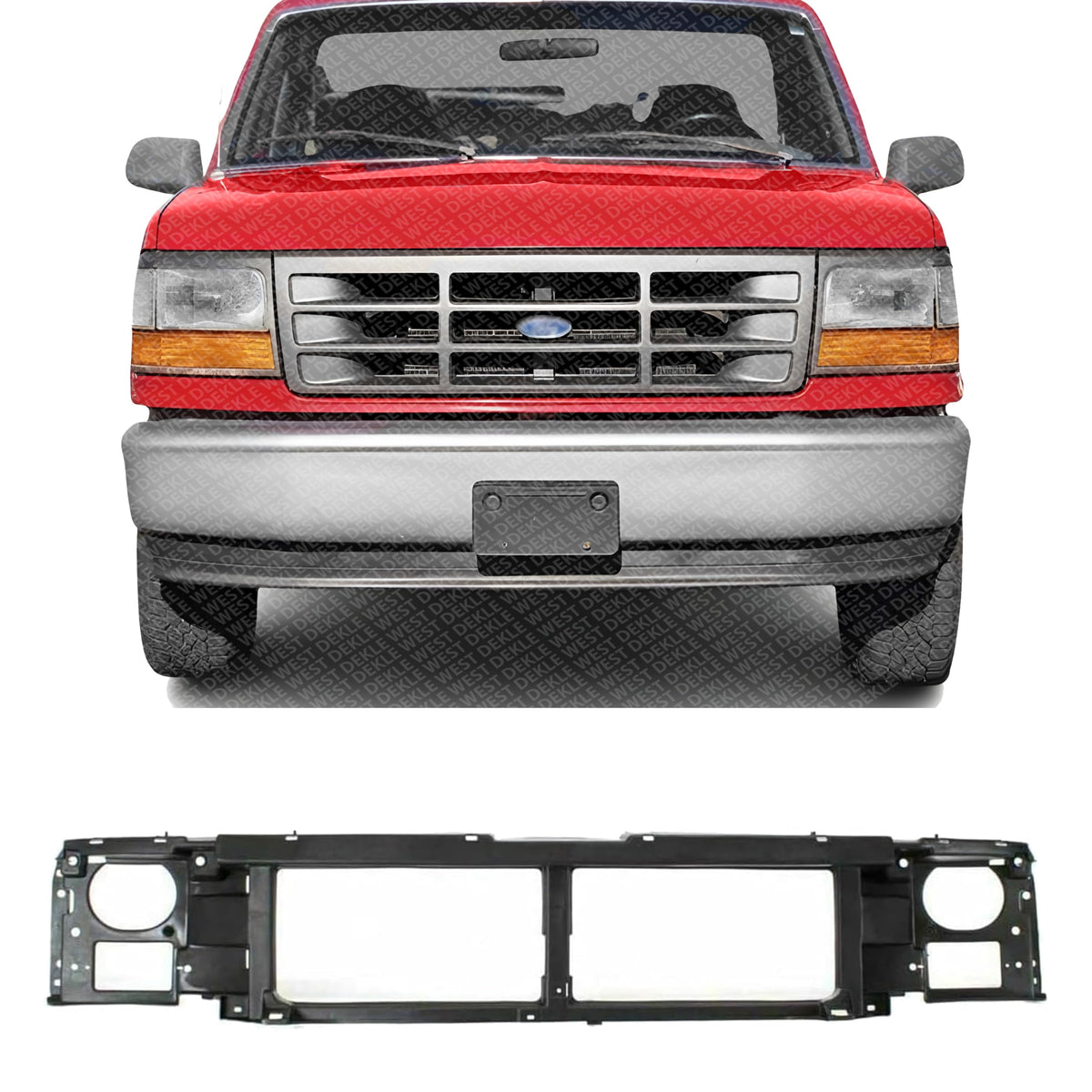 Front Grille Mounting Header Panel Thermoplastic for 1992-1997 Ford F-250, 1992-1996 Bronco & More